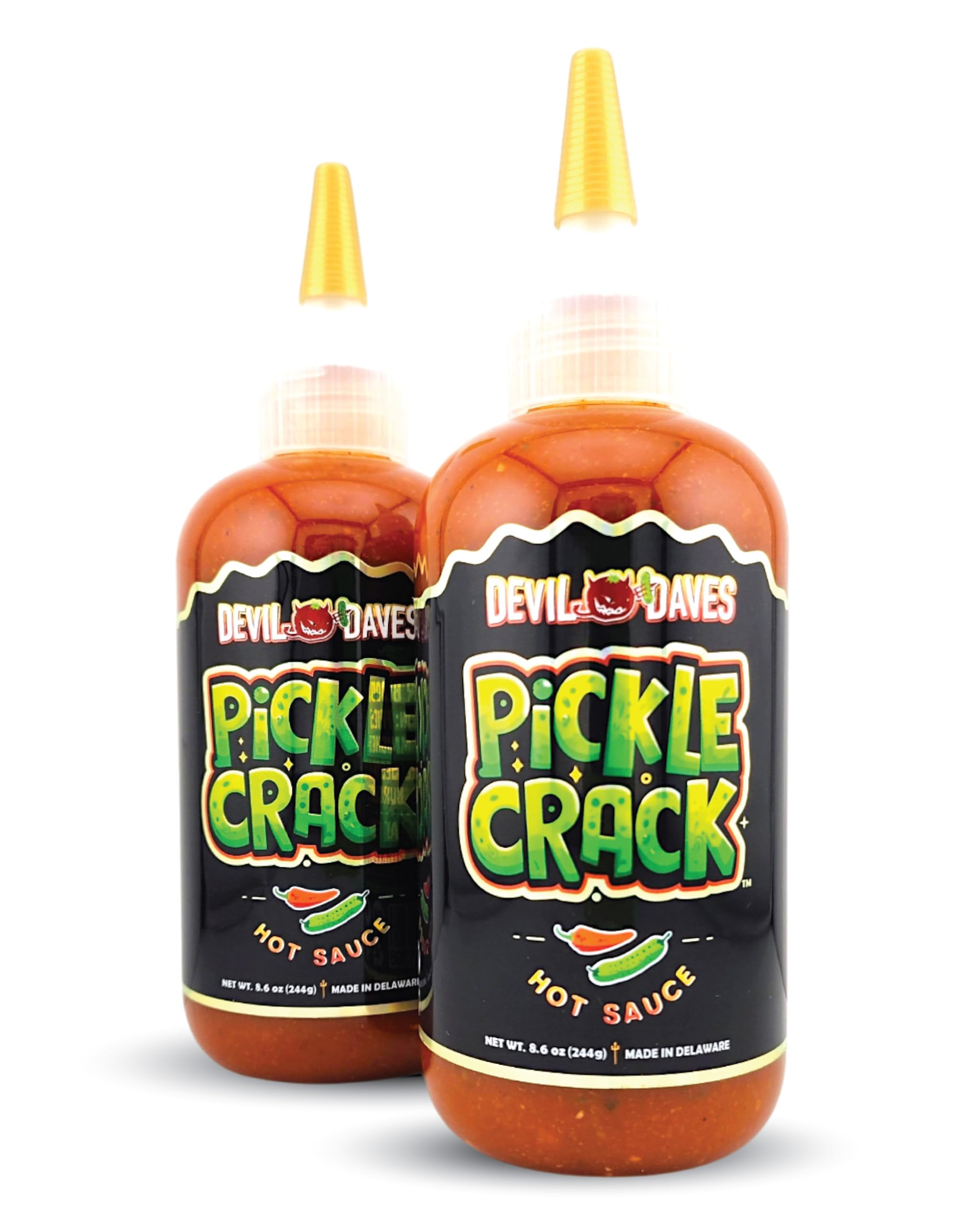 Dill Pickle Hot Sauce | Devil Daves Pickle Crack - Medium Heat, 8.6 Oz (Pack of 2)