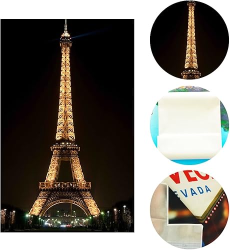 Miniatura 5 de Fondo negro para fotografía que ilumina la Torre Eiffel para sesión de fotos, 5 x 7 pies, uso para fotografía, telón de fondo de boda, fiesta, feliz