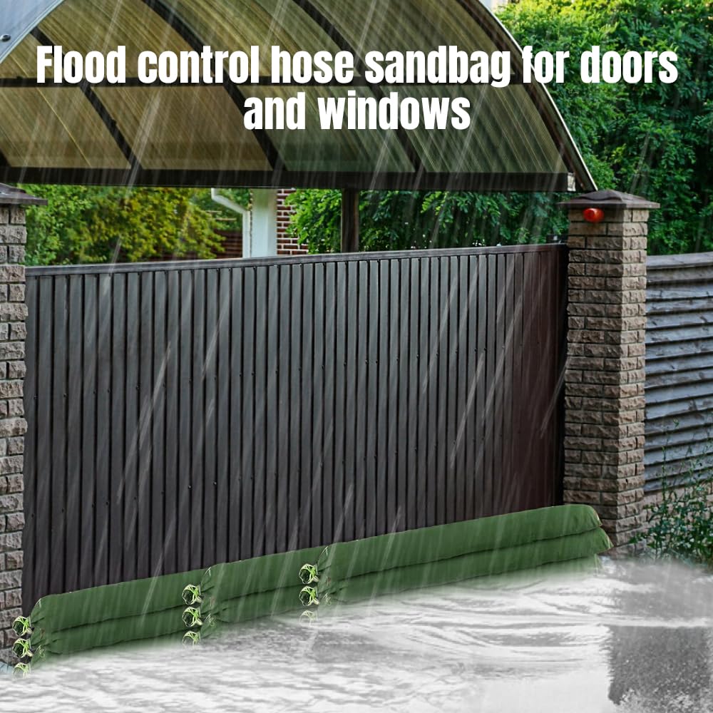 Lot de 3 barrières Anti-inondation activées par l'eau, 120 x 19cm Sac Anti Inondation Sable Inondation Réutilisable Toile réutilisables et absorbantes pour Garage et sous-Sol