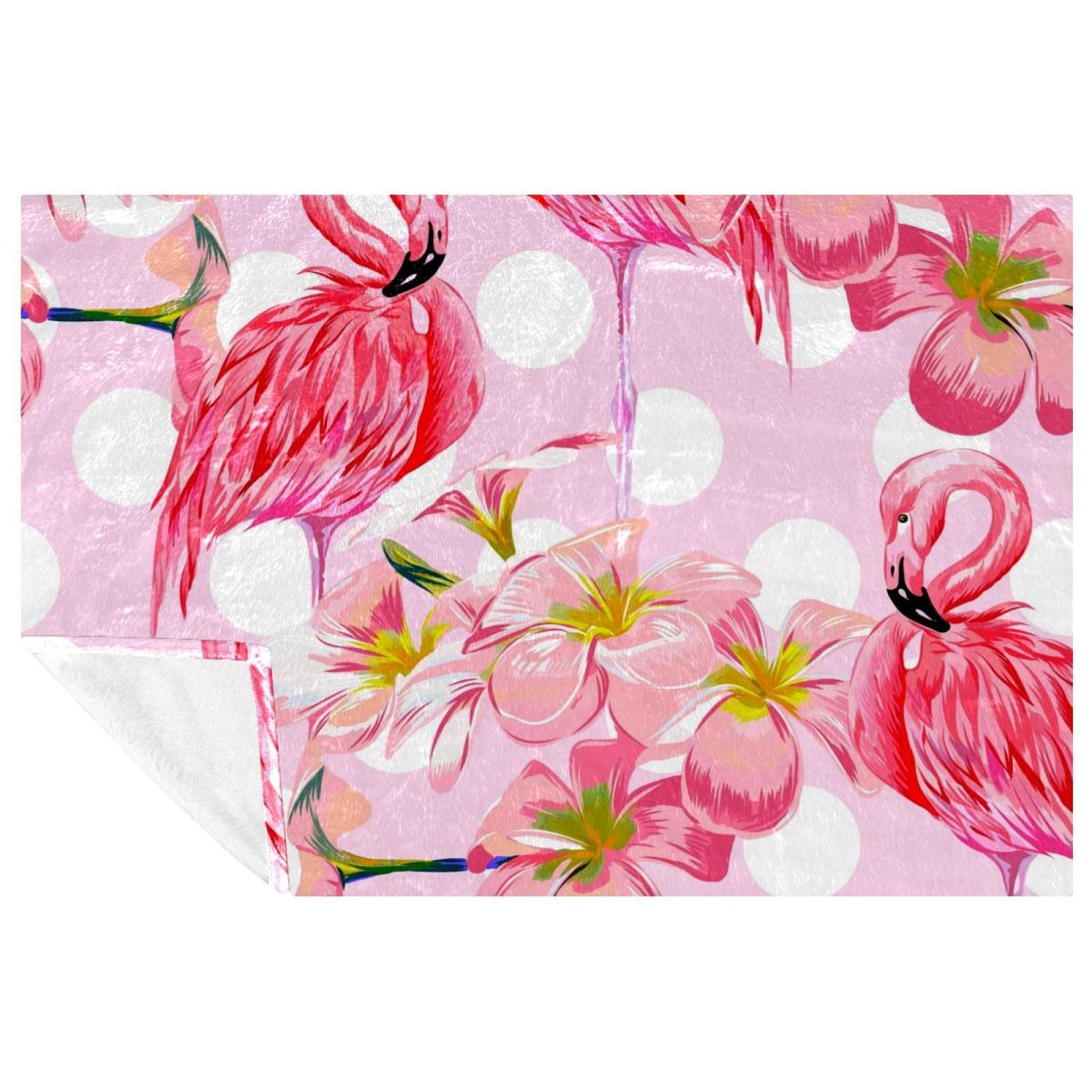 Couverture douce flamants roses jeté de canapé chaud et isolant imprimé à pois