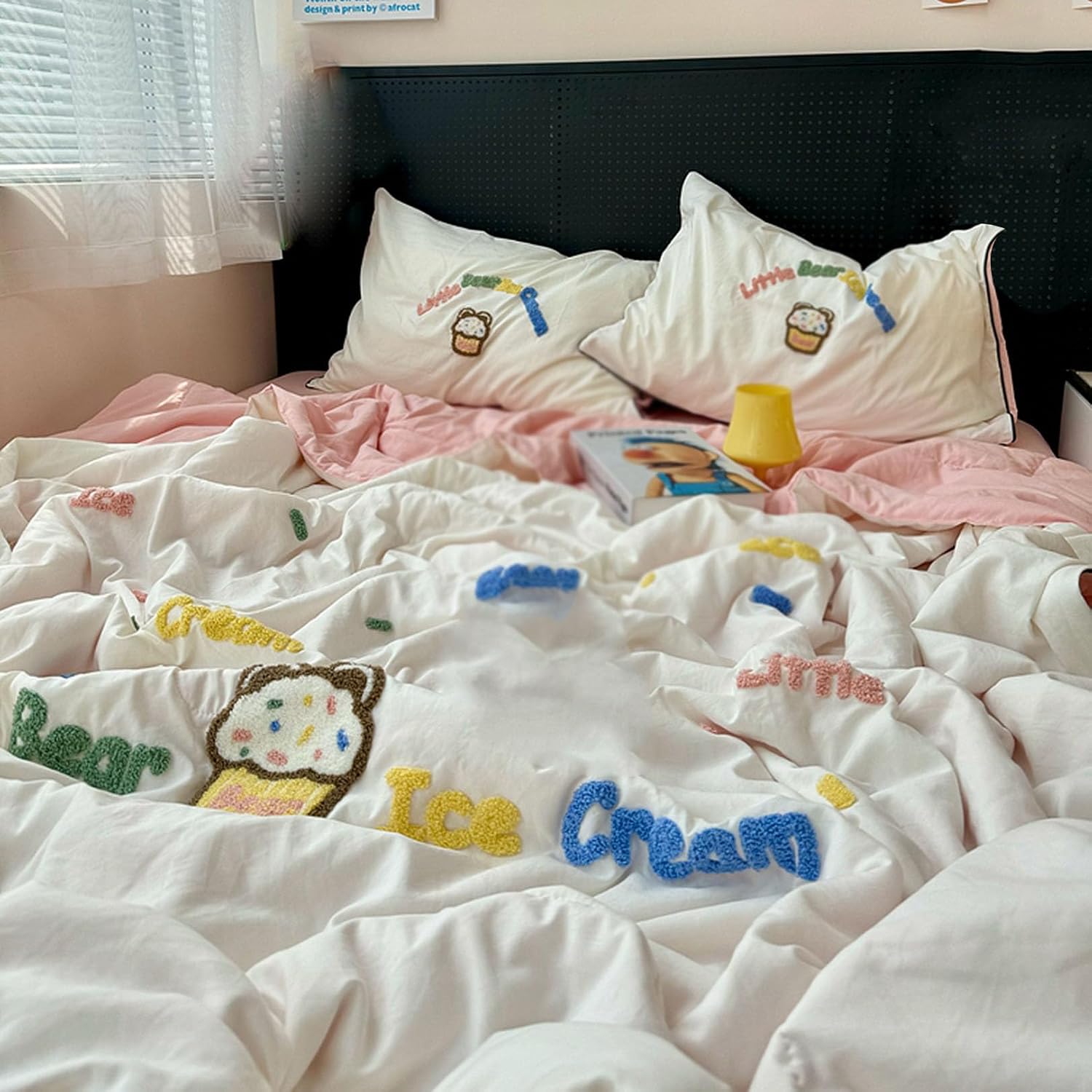 Ice Cream Summer Quilts Set, Bedding Set for Kids Boys Girls Room Decor, Sweet Summer Quilt Set with Bed Sheet and 2 Pillowcase