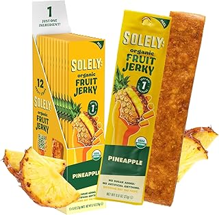 SOLELY - Organic Pineapple Fruit Jerky - 12 Individually Wrapped Fruit Strips - Fruit Leather Made from Dried Fruit - Heal...