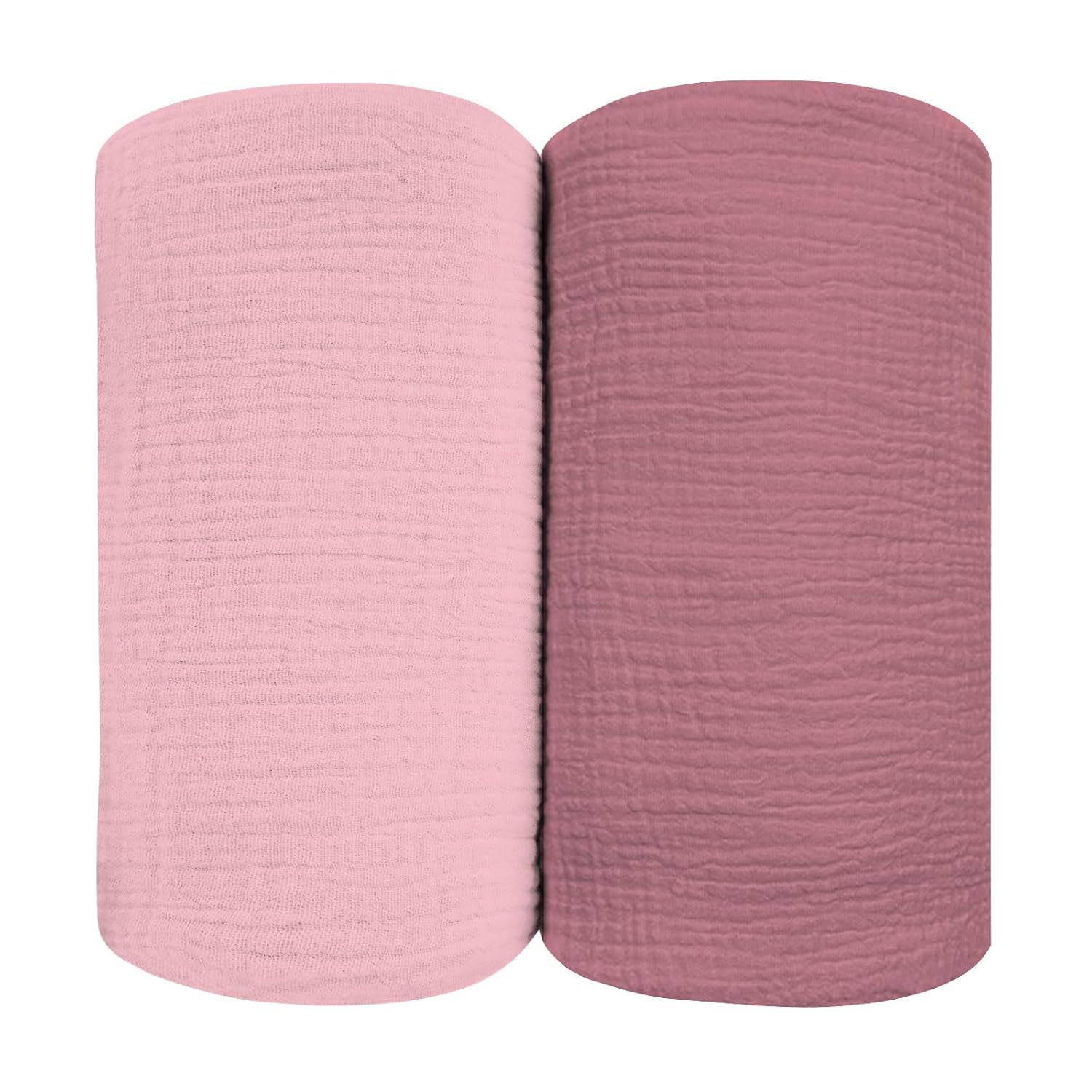 breebleep Muslin Swaddle Blankets for Baby Girls, Pink Receiving Blankets for Baby, Large Size 47 x 47 Inches, Soft Breathable Cotton for Unisex Newborn 2 Packs, Pink + Rosy