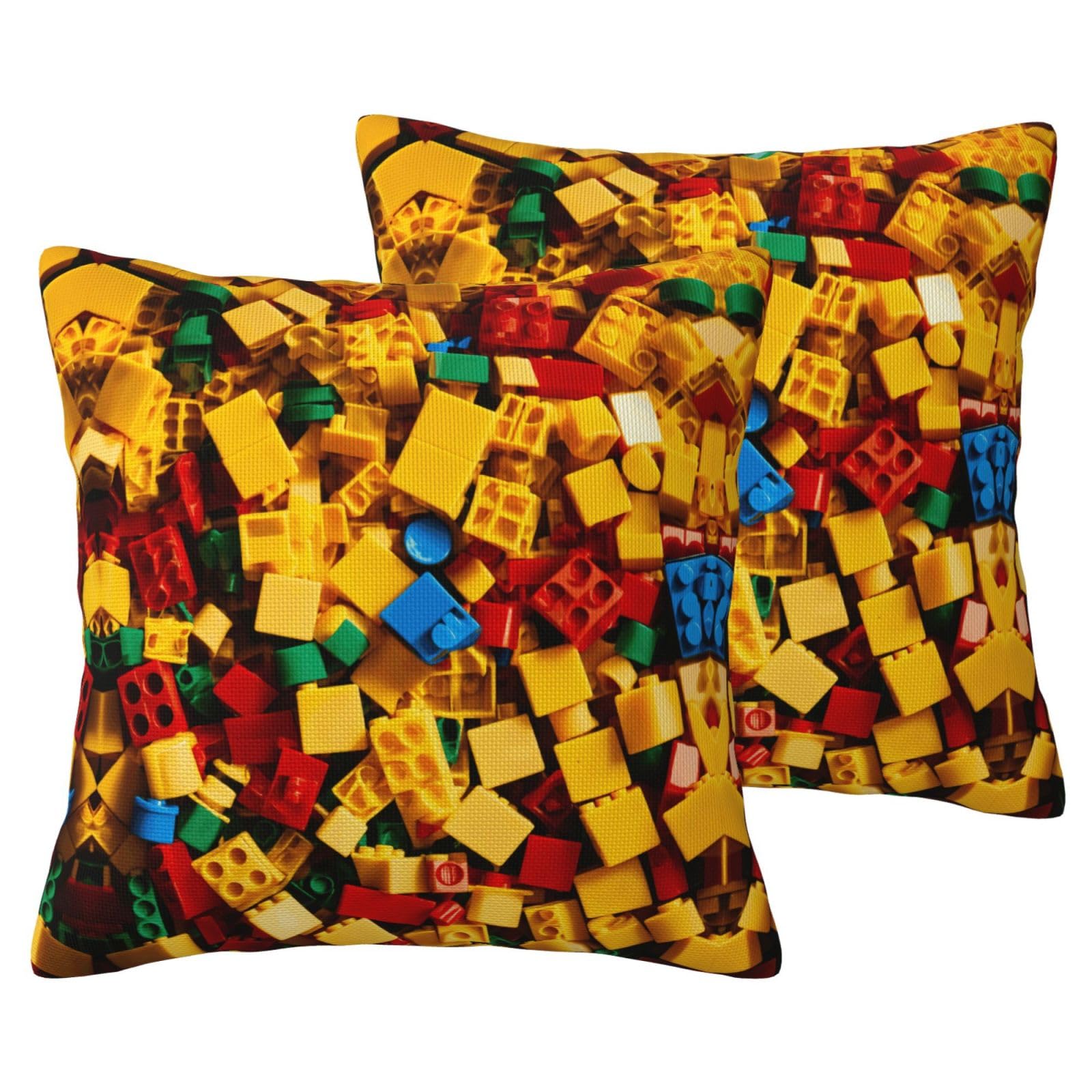 Housse de coussin briques colorées EdWal lot de 2 pour la décoration de votre canapé-lit