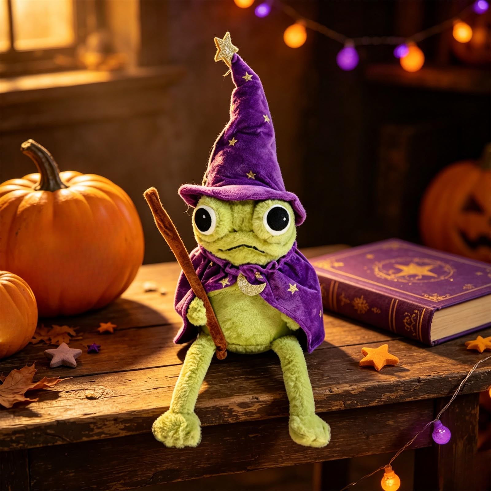 Wizard Frog Plush Toy, Fantasy Frog Plushie Halloween Decor