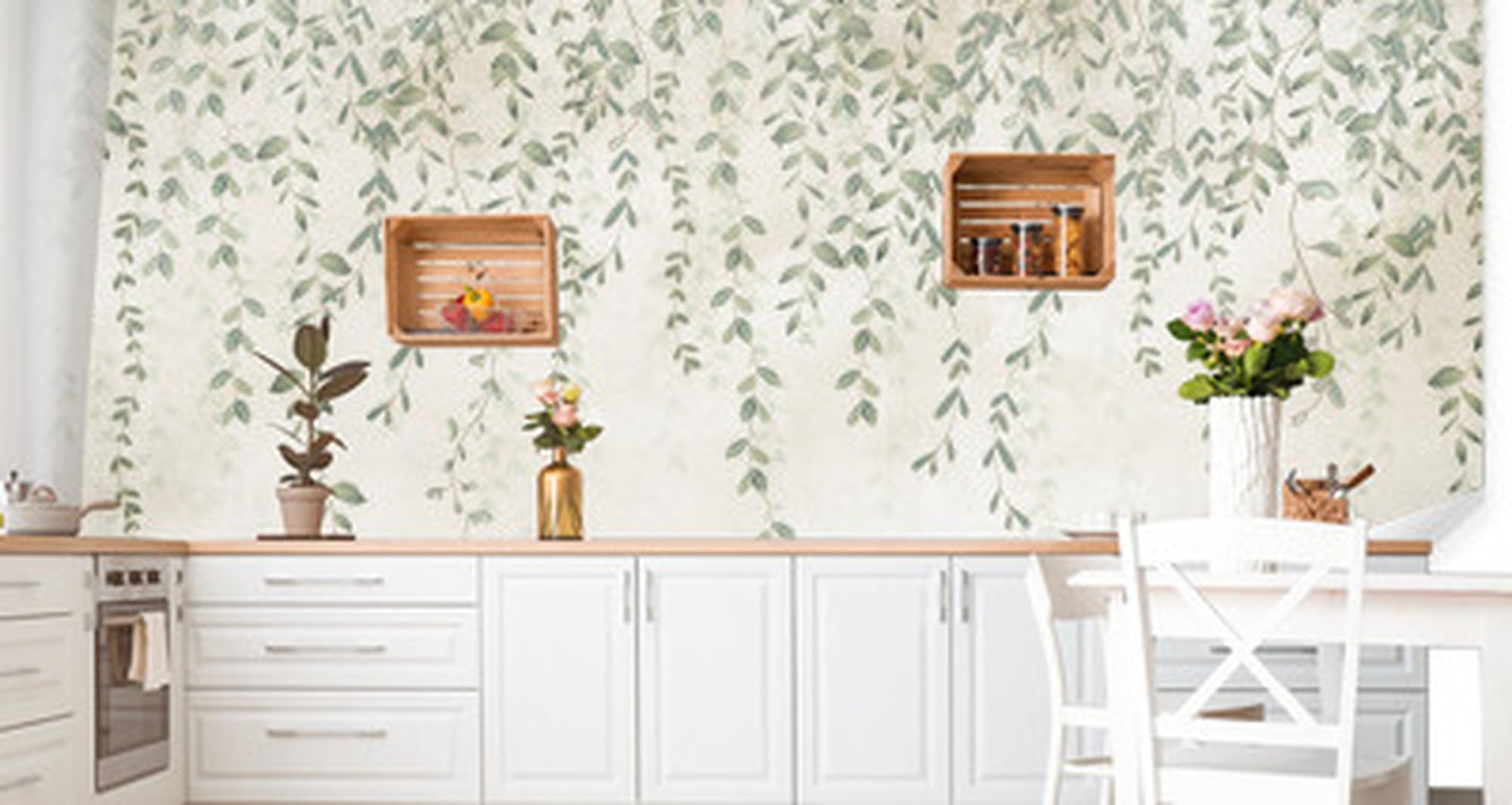 Muralo Carta da Parati 3D, Foglie - 312x219 cm | Rivestimento murale decorativo disponibile in tessuto non tessuto o autoadesivo, stampa nitida, posa facile, arredo moderno