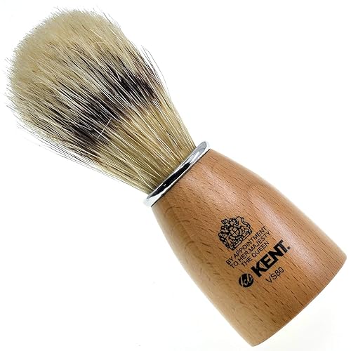 Kent VS80 - Cepillo de afeitar de cerdas naturales tejón para hombres para maquinillas de afeitar de seguridad, maquinillas de afeitar para hombres.