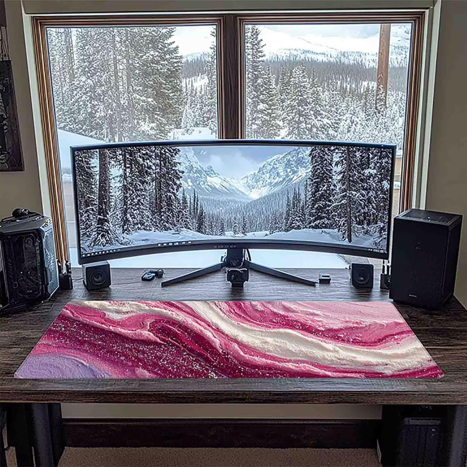 Tappetino Mouse XXL 1000x500mm Rosa Mousepad Astratto Tappetino Scrivania Grande, con base in Gomma Antiscivolo, Impermeabile Sottomano Scrivania per Computer, Accessori Gaming Mouse Pad 5-5194q