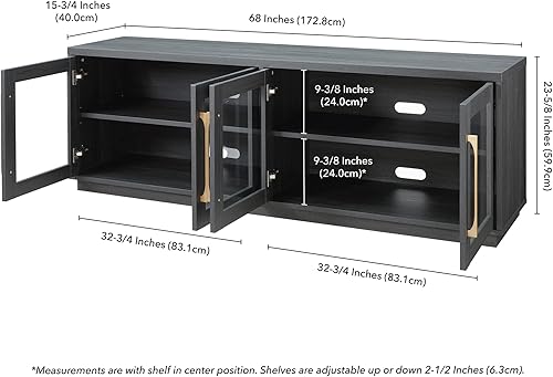 Miniatura 3 de Henn&Hart Soporte de TV de vidrio MDF gris carbón de 68"