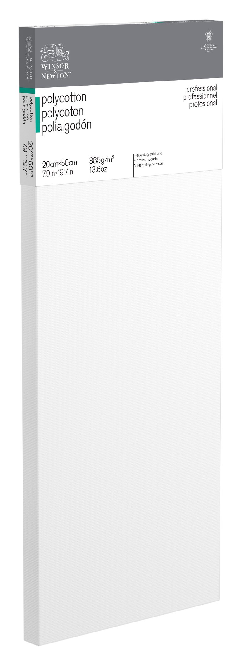 Winsor & Newton 6206010 Professional Keilrahmen aus Baumwollmischgewebe, 385 g/m², 3-fach grundiert, mittlere Körnung, ideal für die Ölfarben und Acrylfarben - 20x50cm