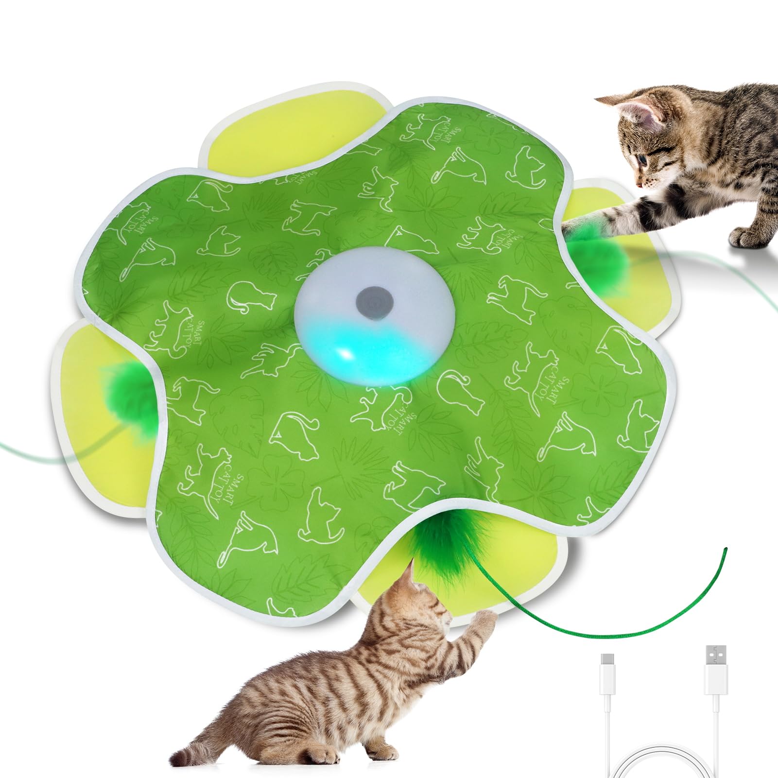 Saolife Giocattoli interattivi per gatti ricaricabili, attivati dal movimento, piuma in movimento, giocattoli per gatti da interni