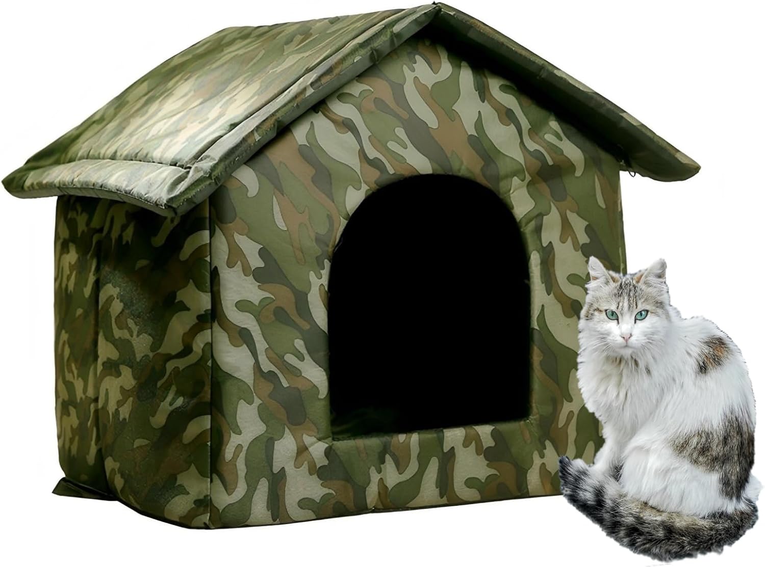 Stray Cats Shelter Outdoor Waterproof Cat House Foldable Warm Pet Tent for Winter Feral Cat House for Provides Cozy Shelter for Stray Outdoor Cats Weatherproof Snow Warm 13x13x13in