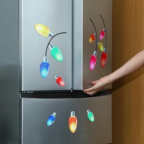 Miniatura 7 de Juego de 60 imanes reflectantes de Navidad para automóvil, 36 piezas de luces navideñas para Navidad, vacaciones, invierno, fiesta, coche, garaje,