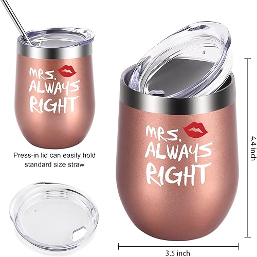 Miniatura 5 de Mr. Right Mrs. Always Right - Juego de vasos de vino, regalos de compromiso de boda para marido, esposa, parejas recién casadas, aniversario, novia,