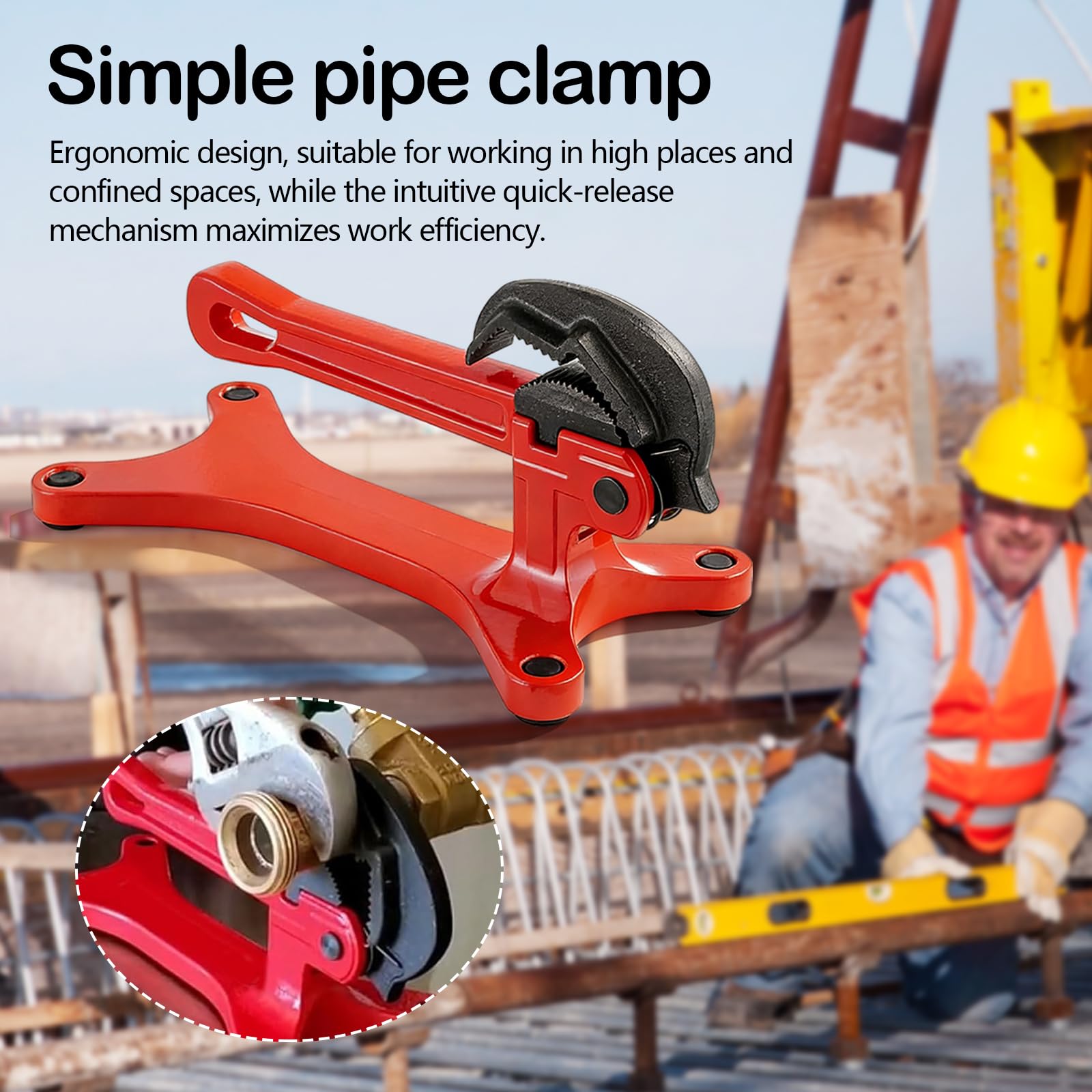 Pipe Brackets, Pipe Tightening Vise Portátil Tornillo de Banco de Tubo de Tuberías de 0,3 cm a 3,8 cm Herramienta de Sujeción de Tubos con Ajuste Automático de La Fuerza de Sujeción
