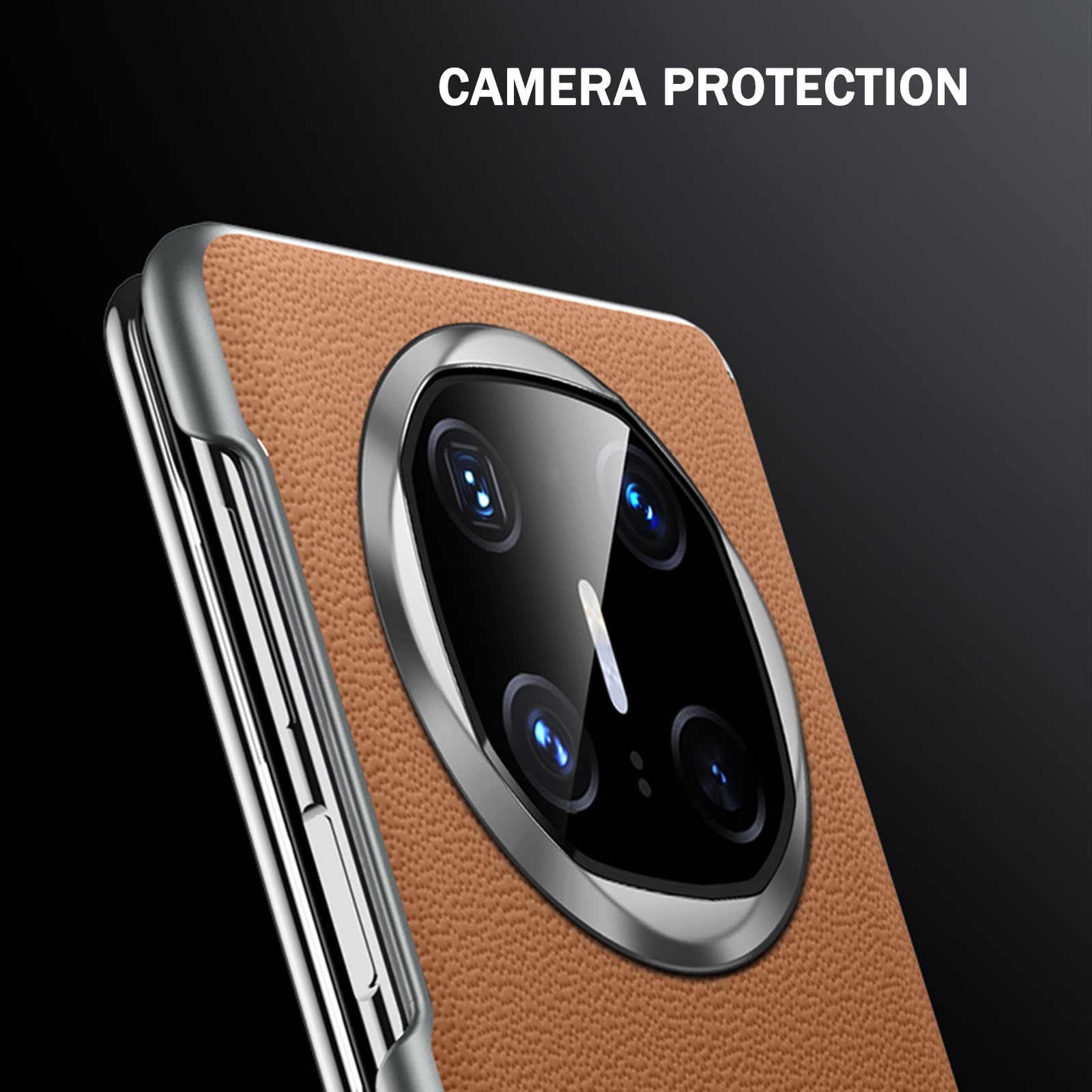 Magnetyczne etui do Huawei Mate X6, luksusowe etui z klapką z prawdziwej skóry, zawias, ochrona przed wstrząsami, bezprzewodowe ładowanie, powłoka biznesowa, brązowa, Mate X6
