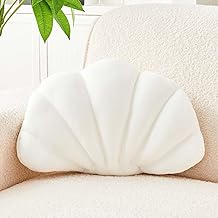 Almohada de concha blanca Uvvyui, Almohada decorativa con concha de mar Almohada de playa, Almohada suave en forma de concha de terciopelo Decoraci&oacute;n de habitaci&oacute;n, Almohada con concha de mar de 13" Almohada de oc&eacute;ano Coj&iacute;n elegante