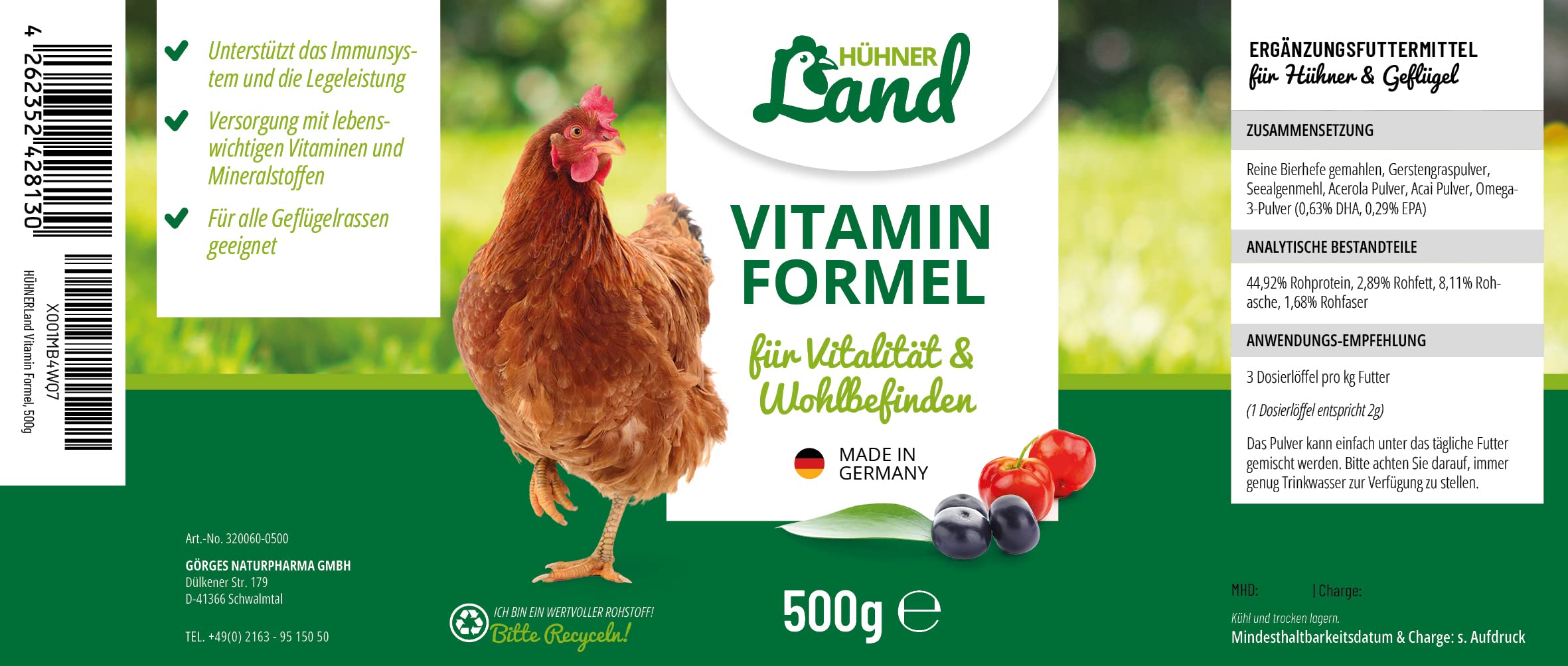 Integratore Intestinale HÜHNER Land Darm Vital 500ml - Per Polli, Supporta Digestione E Sistema Immunitario - Foto 3