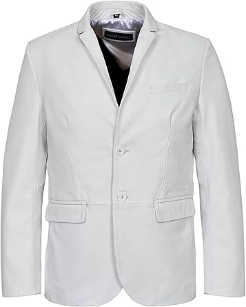 white leather blazer