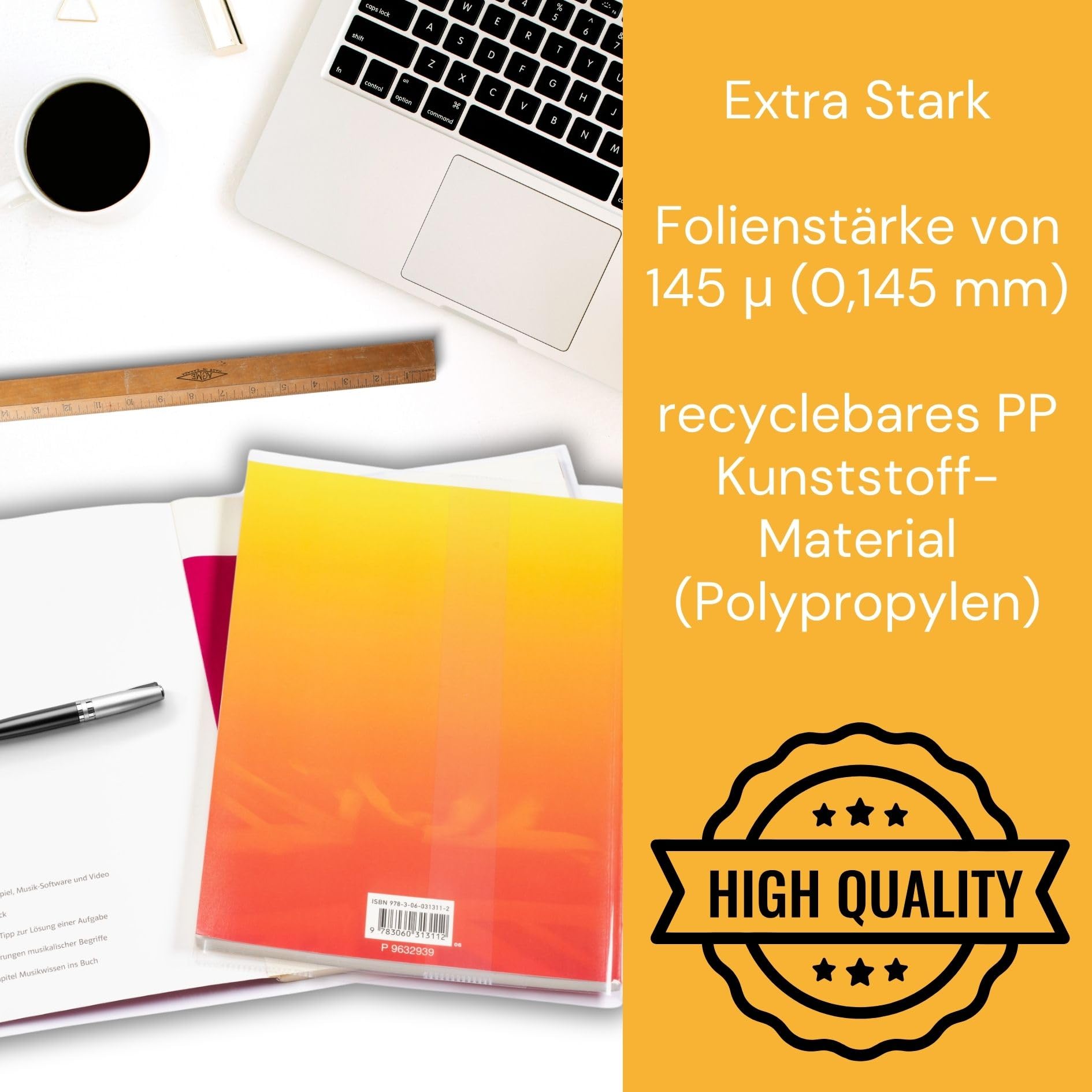 perfect line 300 buste per libro, altezza 30,5 cm, extra stabile, in polipropilene, trasparente, lavabile, custodia fino a 56 cm di larghezza, made in EU (25 set da 12 pezzi)