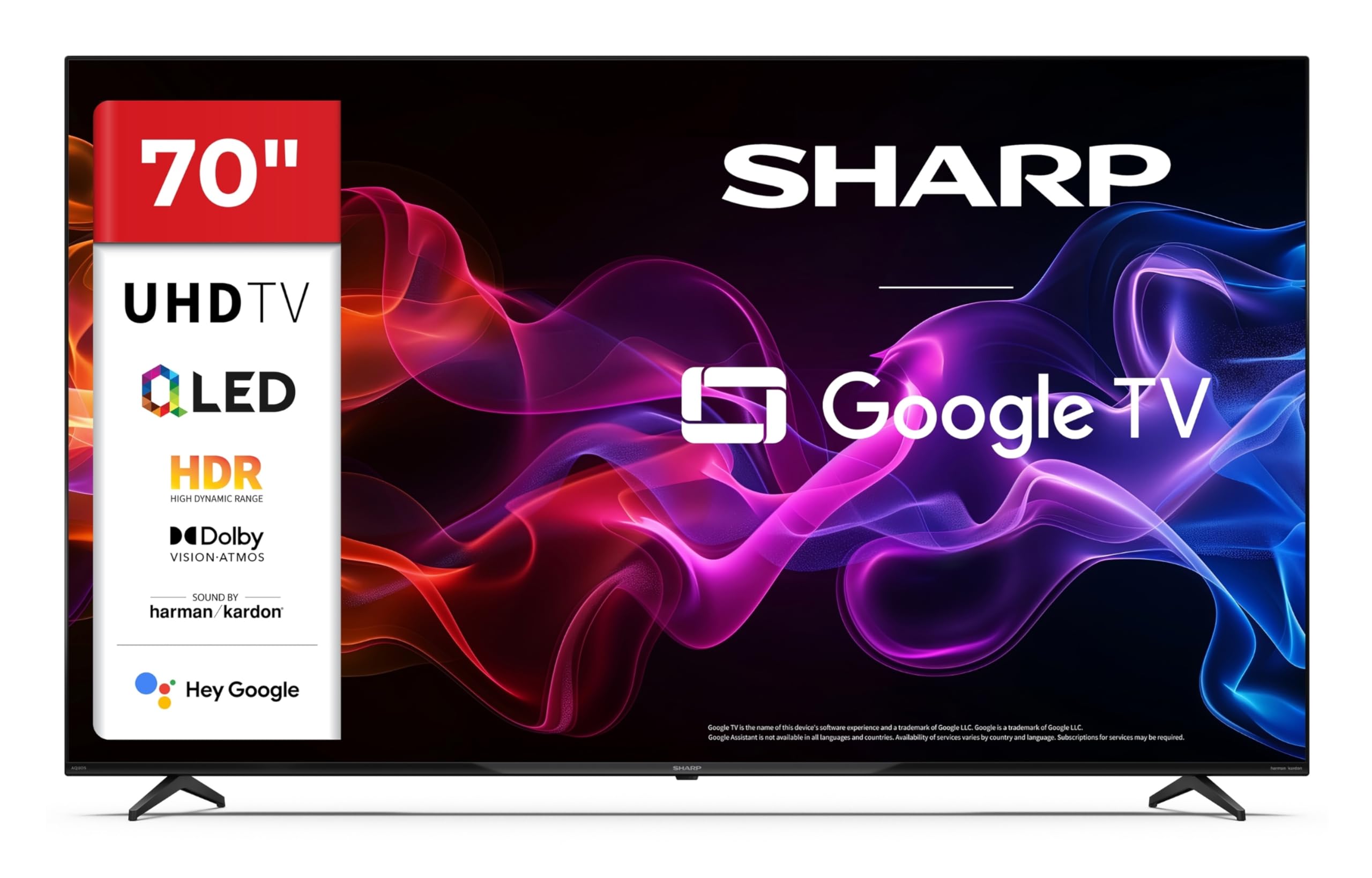 Sharp 70HP5765E QLED Fernseher 70 Zoll Google TV - 4K UHD Smart TV mit Dolby Vision HDR, Dolby Atmos, Sound by Harman Kardon, Google Assistant und Triple-Tuner, QLED TV (2026)