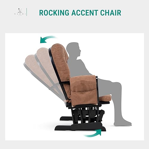 Miniatura 31 de Juego de mecedora y otomana para guardería, mecedora reclinable con otomana, silla mecedora para lactancia materna para habitación de bebé, Espresso