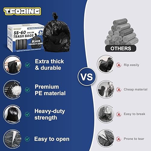 Miniatura 8 de T.FORING Bolsas de basura de 1 a 3 galones  300 bolsas de basura pequeñas sin perfume para baño, dormitorio, oficina y automóvil, colorido, fuerte y