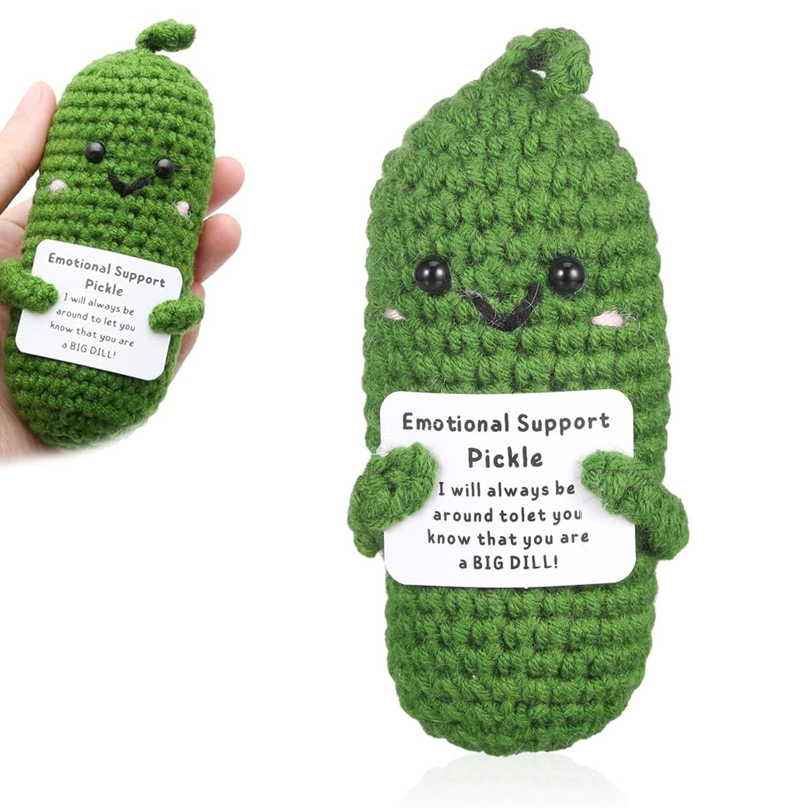 YREYBN Emotional Support Pickle, Emotional Support Gift, Knitted Cucumber Doll with Card, Handmade Mini Funny Positive Pickle Cucumber, Doll Of Cute Encouraging Gift For Kids Adults