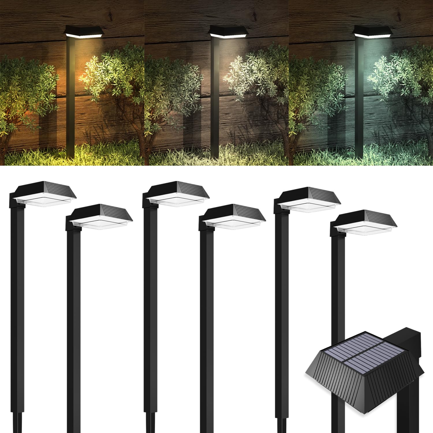 Sunco 6 Pack 2W Solar Sidewalk Dusk to Dawn Outdoor Backyard