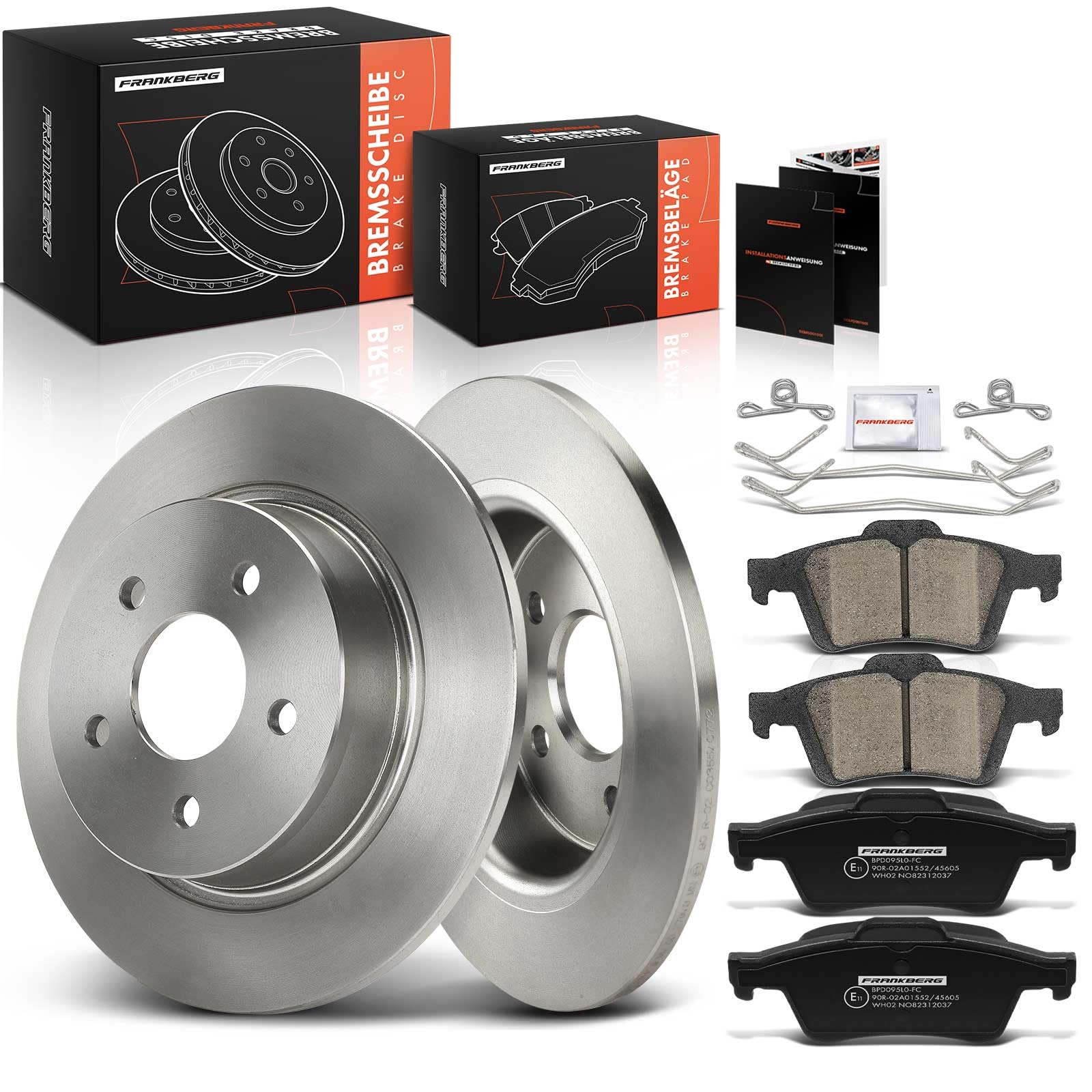 Frankberg Set freni incl. 2x Dischi Freno + 4x Pastiglie dei Freni Posteriore Compatibile con K.u.g.a II DM2 C-Max II DXA/CB7 DXA/CEU Tourneo Transit Replace# 1829615
