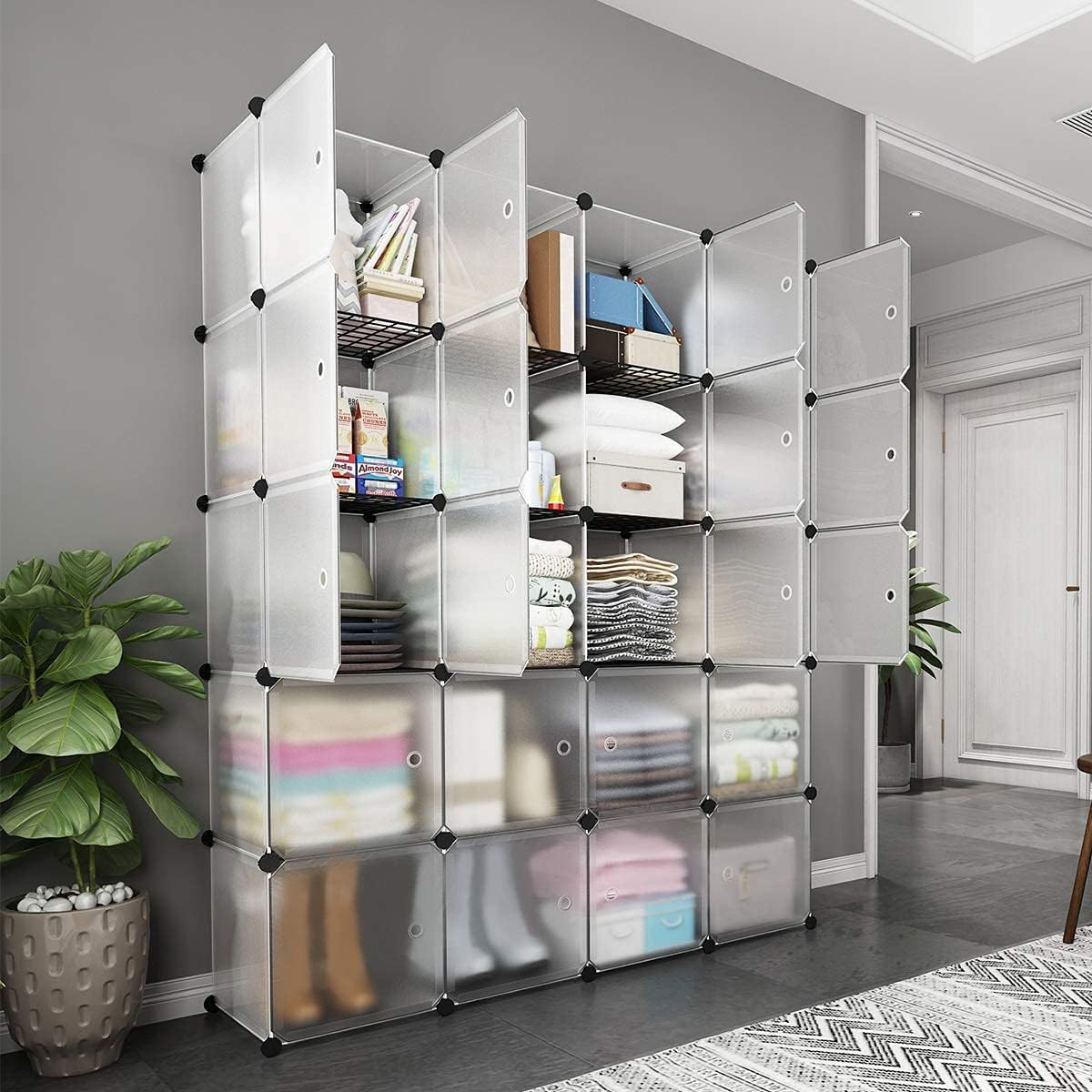 Aeitc Portable Storage Cubes-14 x14 Cube Wire Cube Storage Organizer Clothes Storage Shelves，Storage Cubes with Doors Yarn Storage Cabinet,DIY Plastic Cube Organizer,Modular Bookshelf Units, 20 Cube