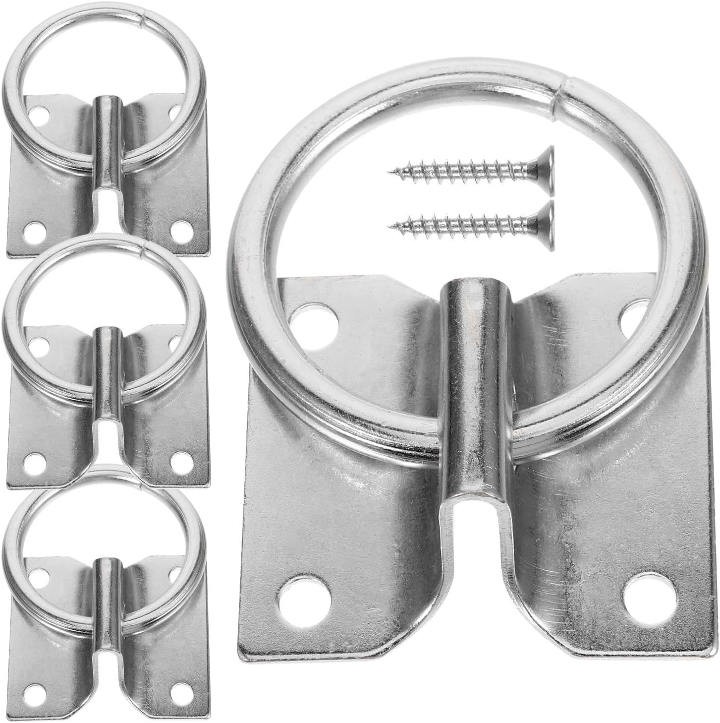 4pcs Heavy Duty Horse Tie Ring Safety Blocker with Sharp Screw Fastener for Equestrian Activities, Silver Iron Material Horse Training Equipment with Gradual Release Feature