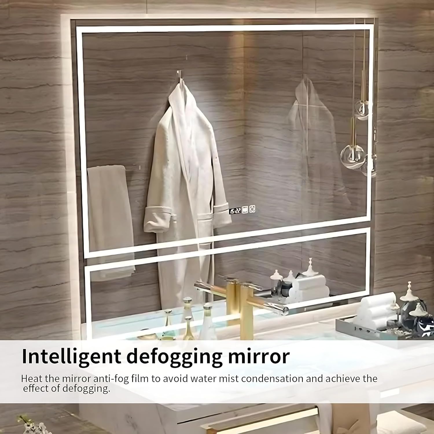 Bathroom Vanity with Sink - Modern Single/Double Sink Floating Bathroom Vanity Cabinet with LED Defog Mirror Set, Faucet Accessories Included (Single Sink,36")