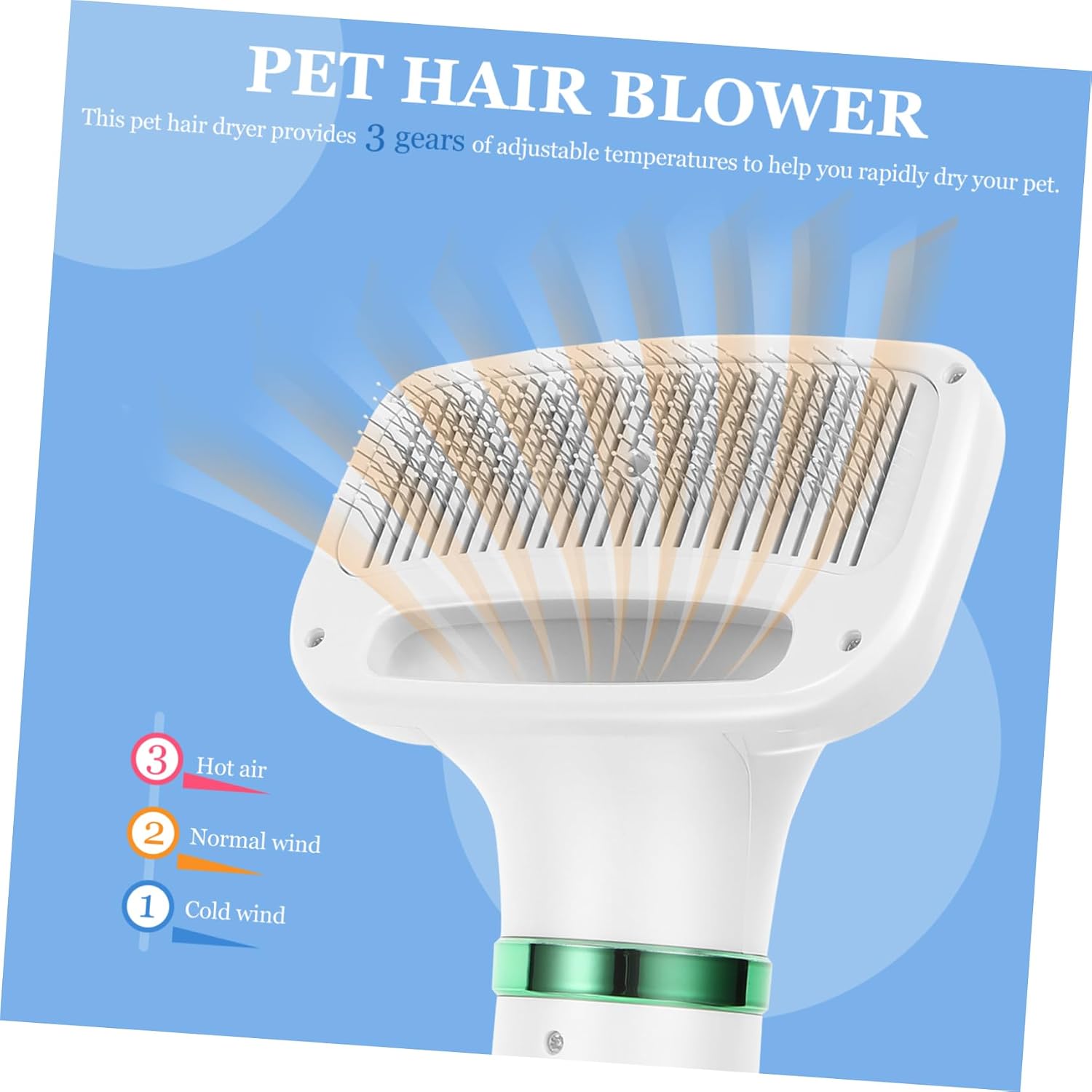 GALPADA 2 1 Pet Hair Dryer and Deshedding Brush with Adjustable Temperature Settings Ergonomic Pet Comb for Dogs and Cats for Spaces and Easy Grooming