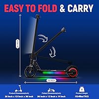 Vista 6 de Classic Foldable Electric Scooter for Kids, Bright Front Lights, Shining Pedal Lights, LED Display, Dual Brakes 150W Motor Kids Electric Scooter