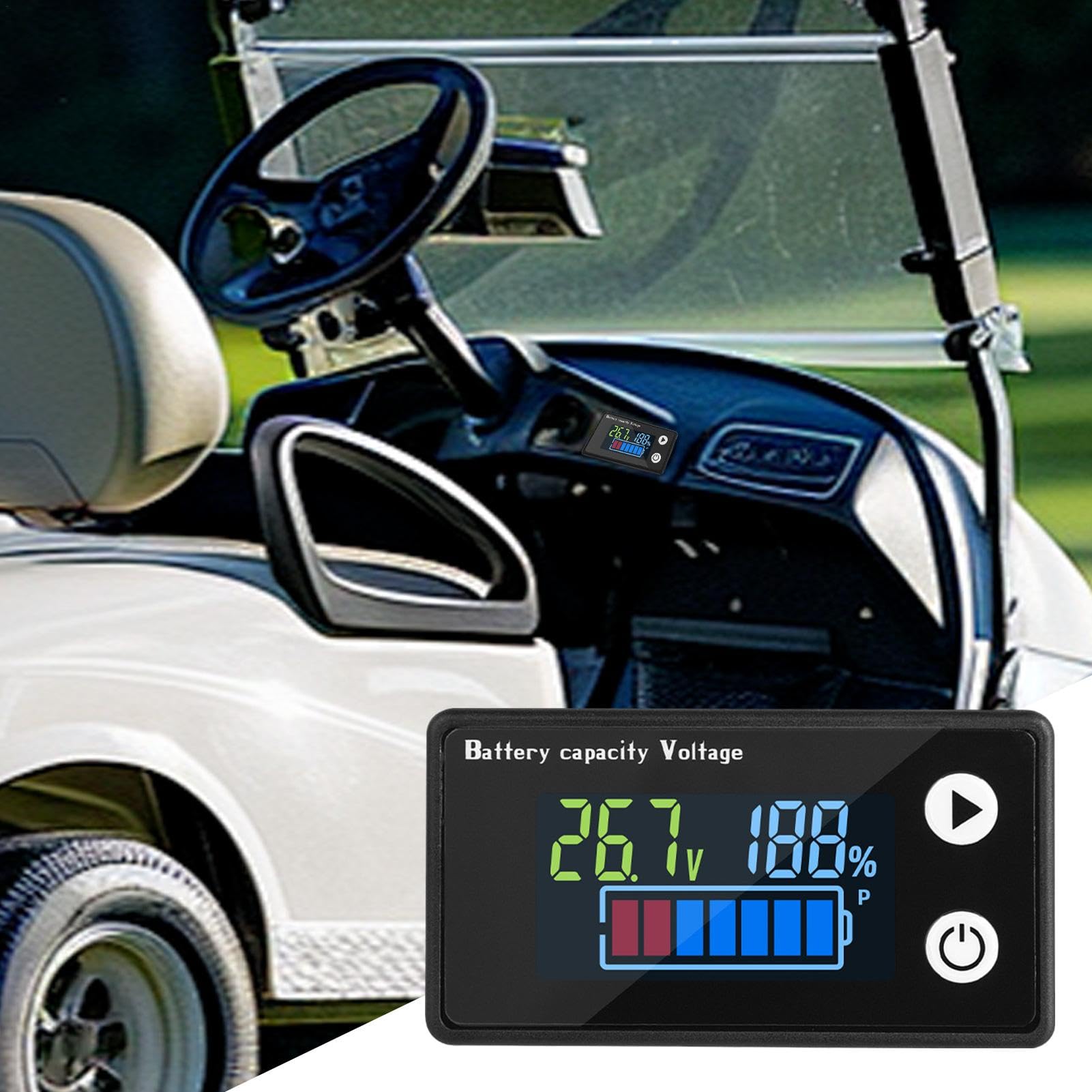 Miernik pojemności akumulatora, wskaźnik baterii – monitor baterii do wózków golfowych, tester pojemności akumulatora motocykla, wskaźnik baterii do samochodów osobowych, ciężarowych, pojazdów