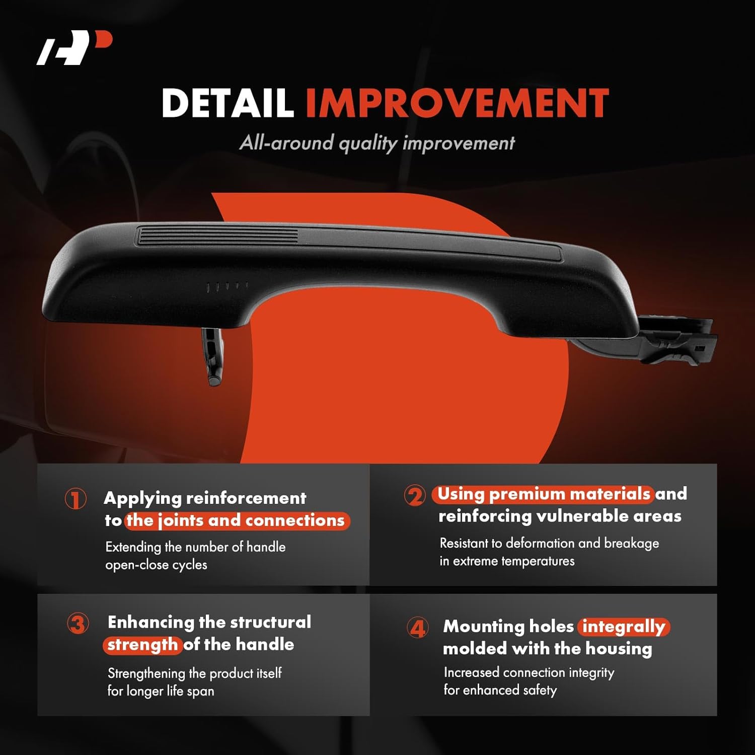 A-Premium Front Right Passenger Side or Rear Side Exterior Door Handle Compatible with Ford Bronco Sport 2021-2023, Maverick 2022-2024, Without Passive Entry System, Textured Black
