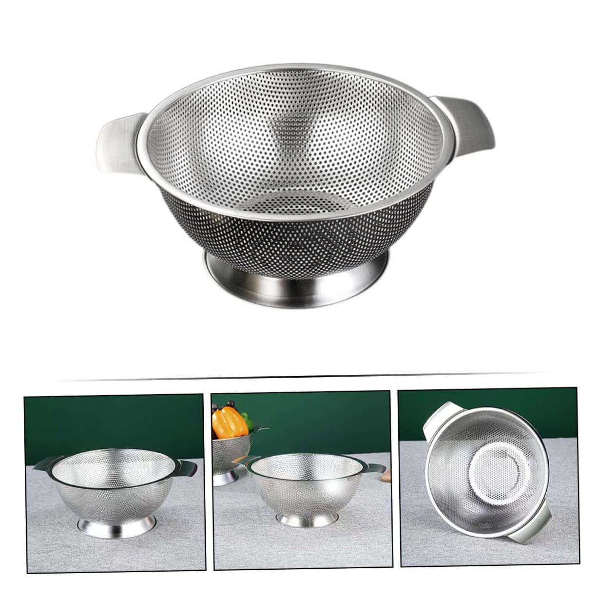 Escurridor de Cocina Redondo de Acero Inoxidable, Cesta