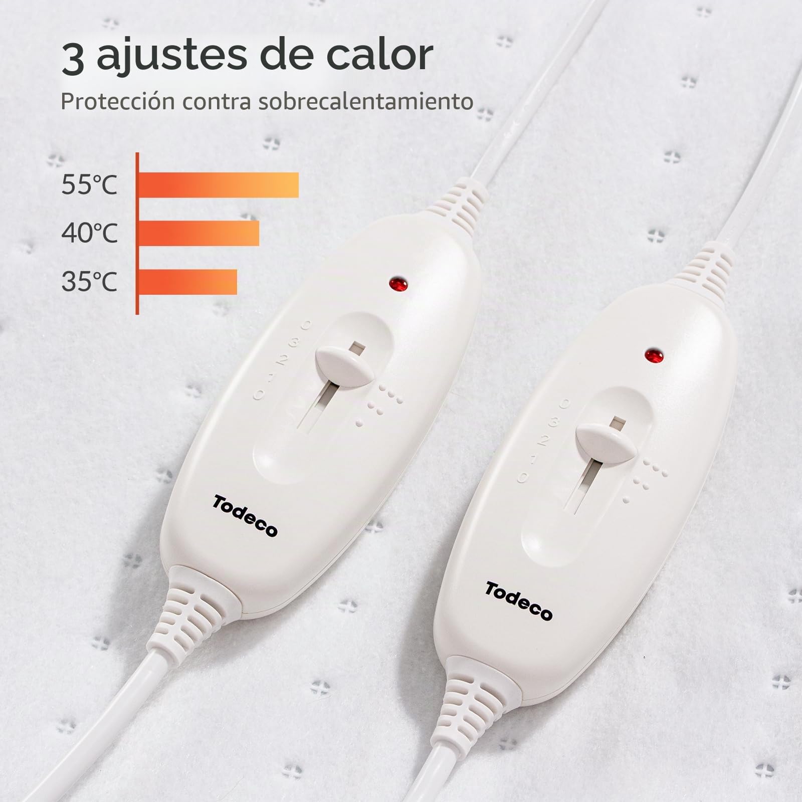 Todeco Calefacción bajo la Cama Calientacamas Eléctrico Doble 160x140cm
