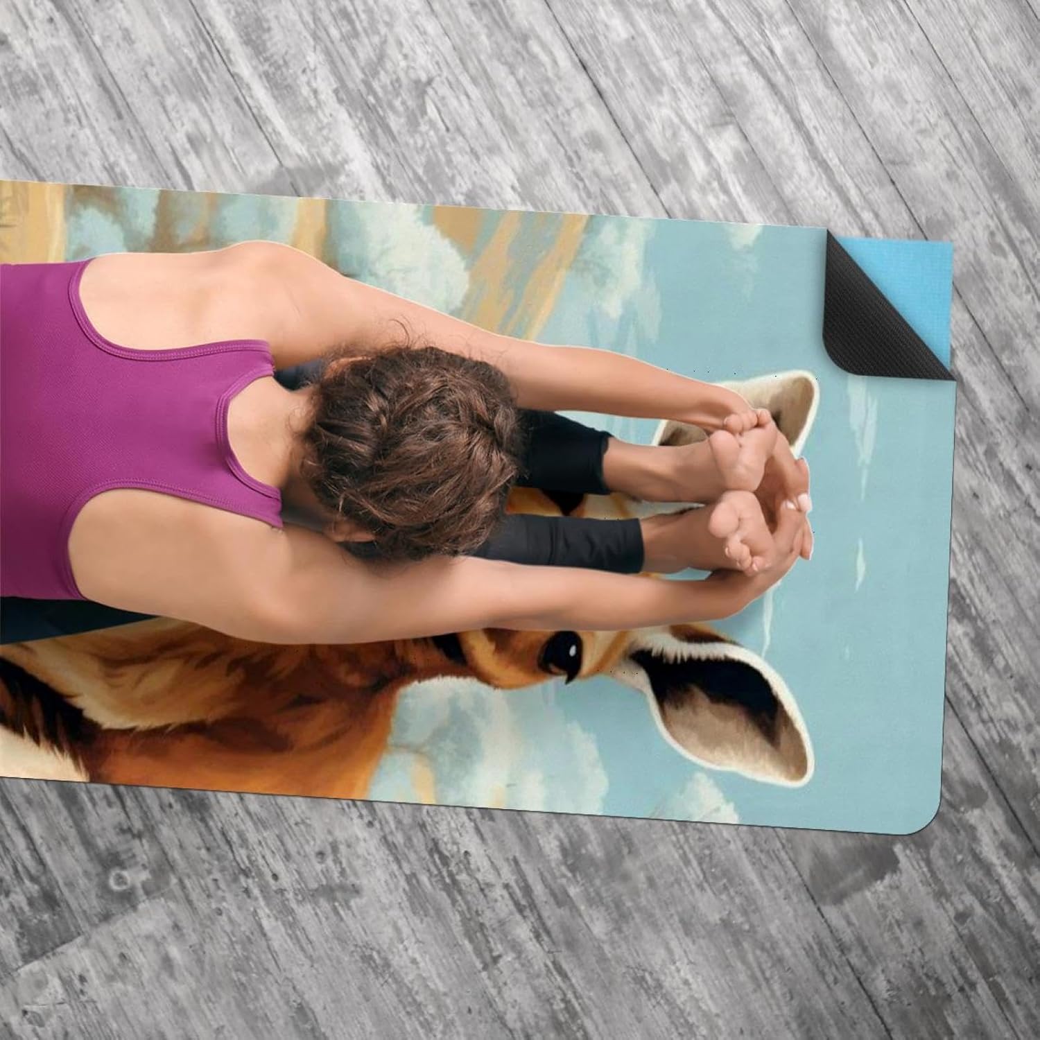 Yoga Towel, Kangaroo Pattern Non Slip Sweat Absorbent Hot Yoga Mat Towel for Hot Yoga, Pilates and Fitness - 72.8" x 26.8"