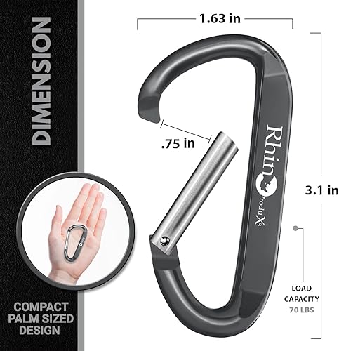 Miniatura 2 de 8PCS of Lightweight Duty Snap Carabiner Clips, D Ring Shape Carabiner with 8PCS Keyring - Excellent for Outdoor, Camping, Hiking, Keychains, Water
