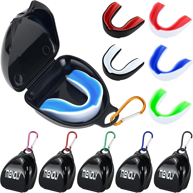MENOLY 6 Pack Youth Mouth Guard, Sport Mouth Guard with 6 Portable Cases for Football Basketball Boxing MMA Wrestling Hockey