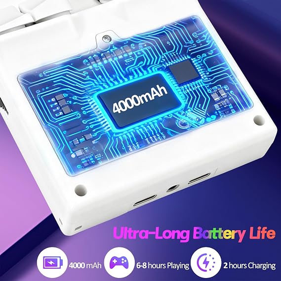 XF40V Retro Handheld Game Console, Retro Gaming Console 4.0'' IPS Screen Linux System Built-in 64G TF Card, Open Source Linux System, Preloaded 20000+ Classic Games, Portable Video Gaming (White-64G)