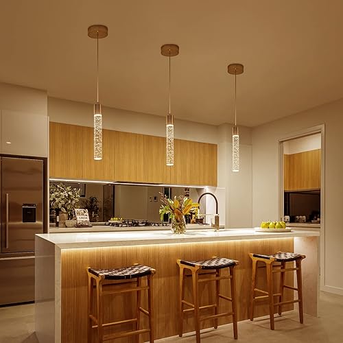 Miniatura 10 de Voerqi Luces colgantes negras modernas LED para isla de cocina, luz colgante de burbujas única para isla de cocina, comedor, dormitorio, bar, mini