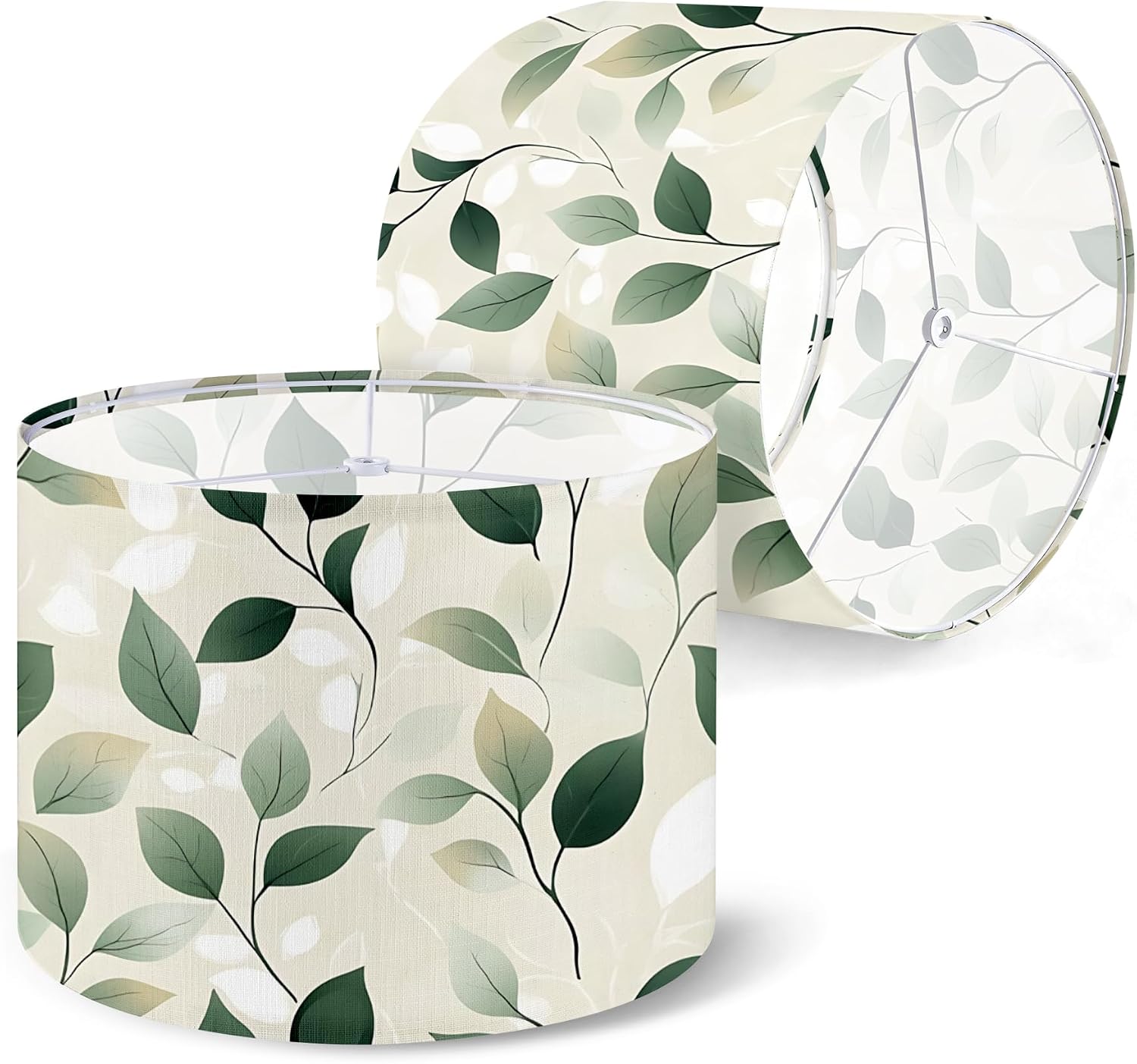 Table Lamp Shade, 13”W x 10”H HD Printing Geometric floral leaves marble Lampshade, Lamps shades, Modern Lampshade Decor for Table and Floor Lamps (leaves, 13”W x 10”H)