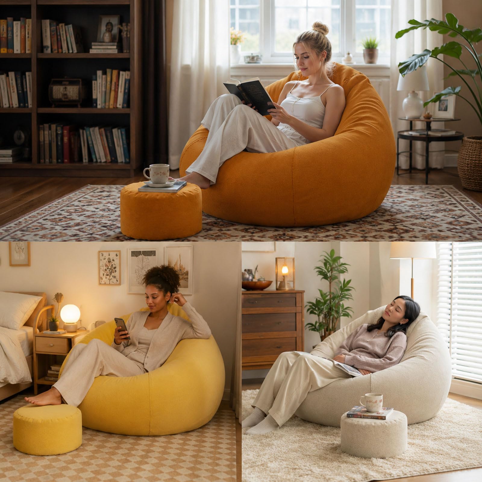 Sitzsack XXL für Erwachsene mit Ottoman