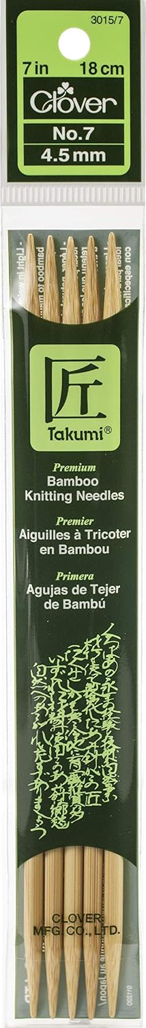 Takumi Bamboo Double Point Knitting Needles 7" 5/Pkg-Size 7/4.5mm3