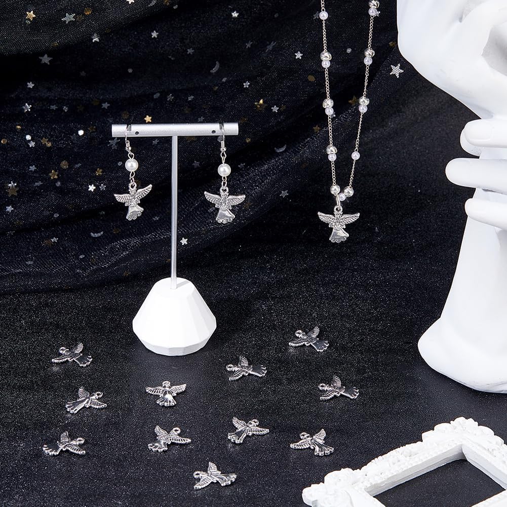 DICOSMETIC 80Pcs Angel Charms Pendants Small Guardian Charms Metal Religious Charm Antique Silver Tibetan Charm for Bracelet Necklace Earring Jewelry Making, Hole: 2mm - Image 4
