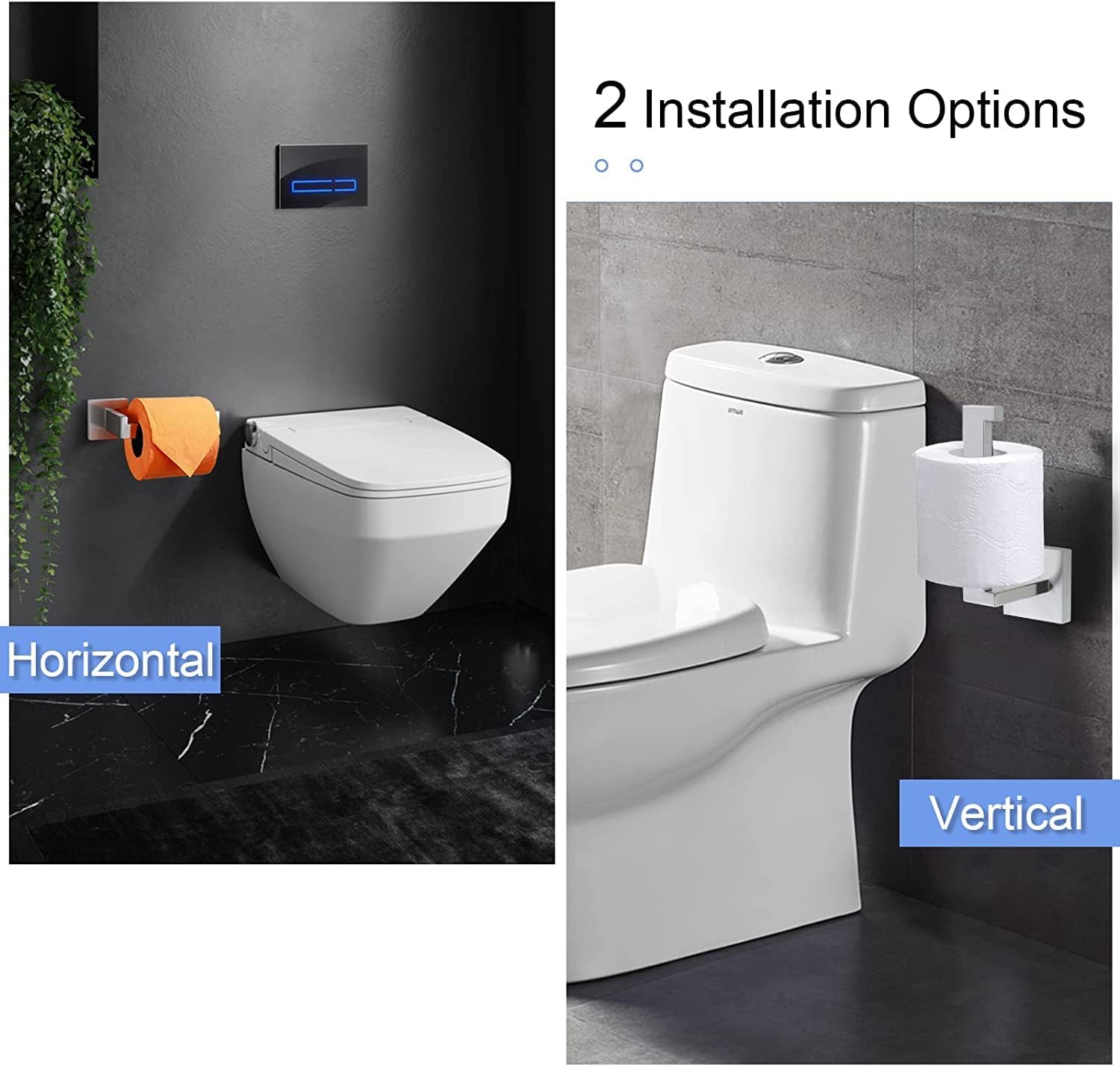 TQKAG Brushed Nickel Toilet Paper Holder SUS304 Stainless Steel Modern Square Tissue Roll Holders Wall Mount Toilet Paper Roll Dispenser for Kitchen Washroom