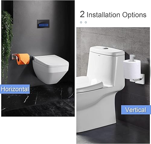 Miniatura 3 de TQKAG Soporte de papel higiénico de níquel cepillado SUS304 de acero inoxidable moderno cuadrado para rollo de papel higiénico de montaje en pared,